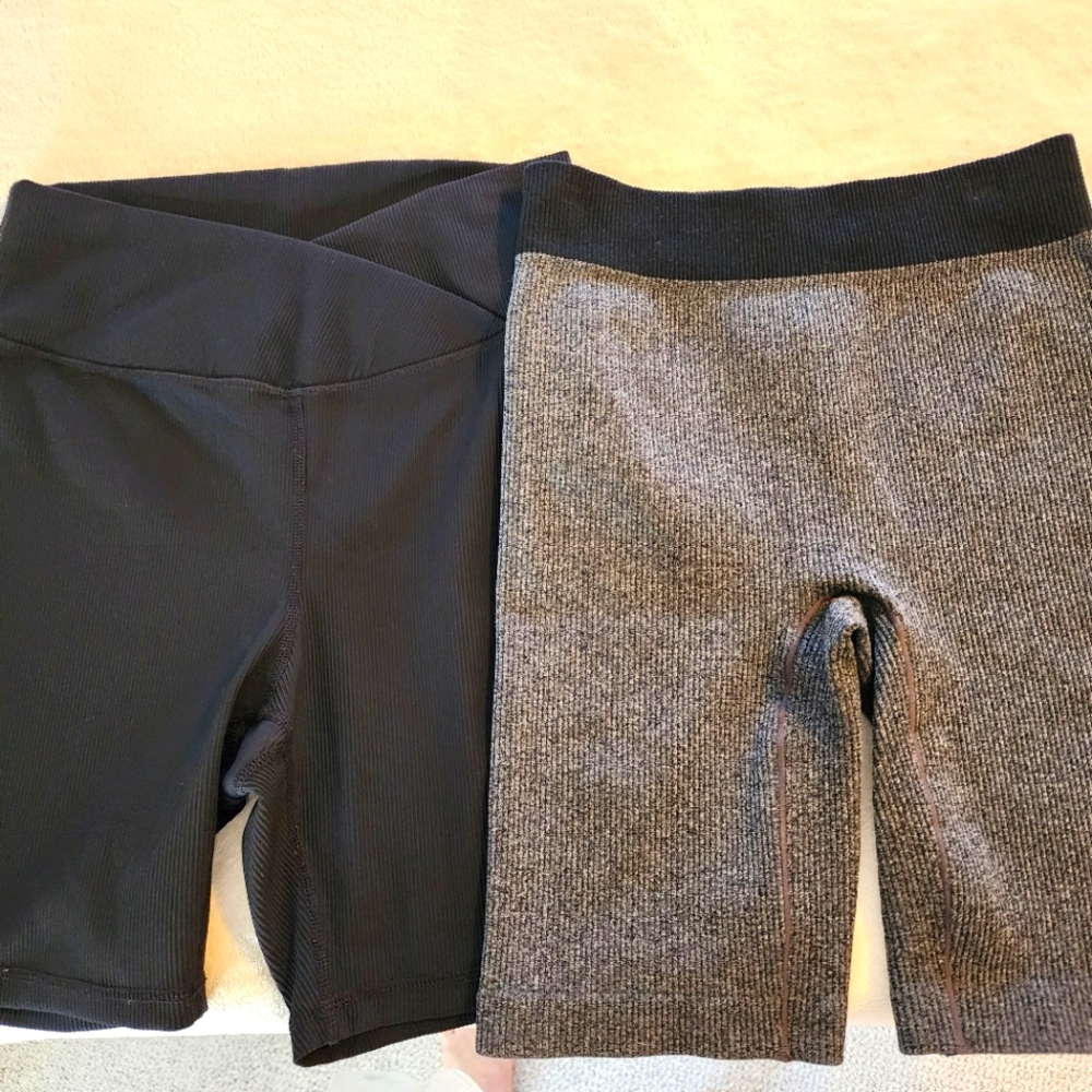 2 - Zenana Outfitters Black and Gray Bike Shorts with Elastic Waistband